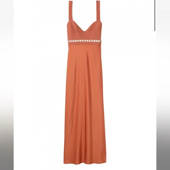 A.L.C Talia Crochet Bodice Satin Midi Dress - Picture 4 of 5